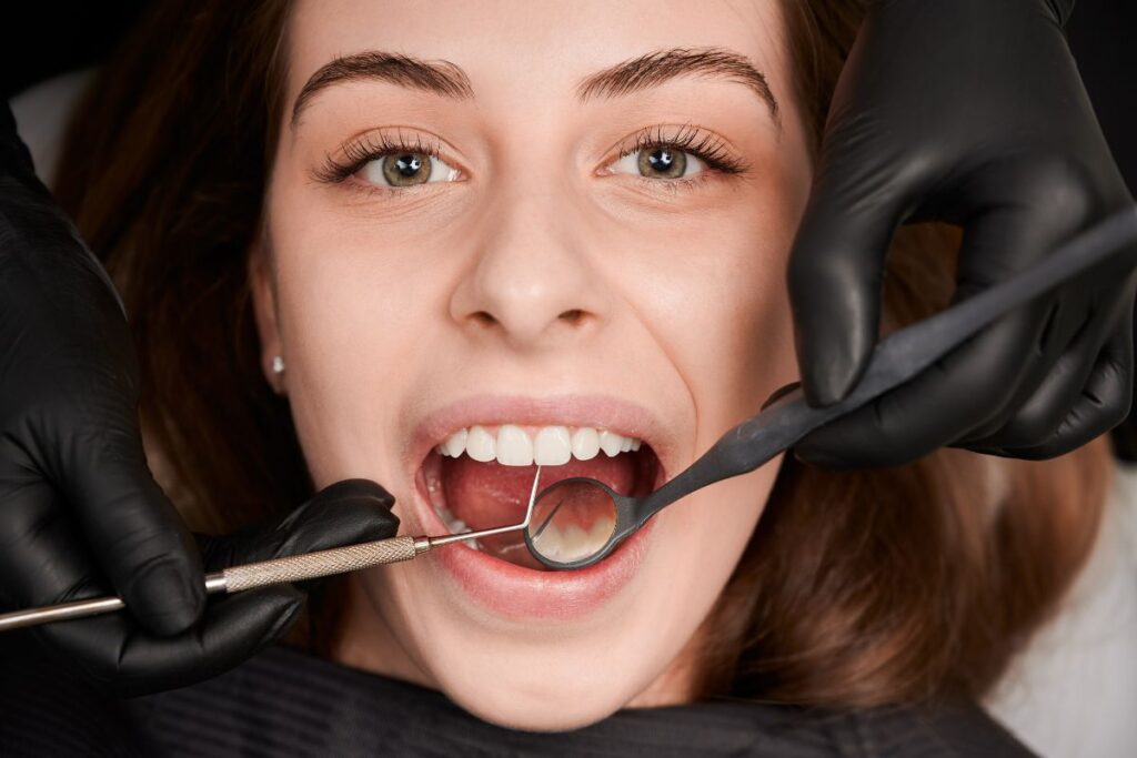 Broken tooth repair treatment performed on a female patient